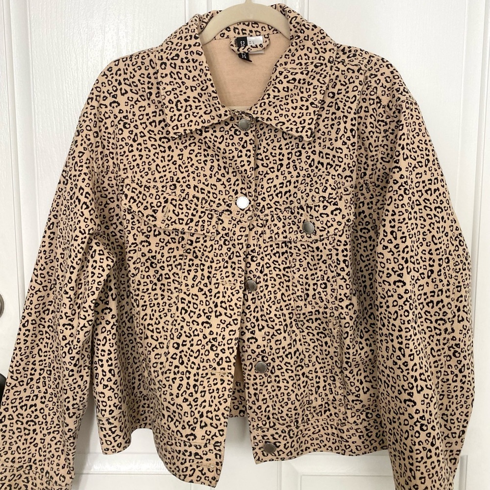 H&M Leopard Print Denim Jacket
